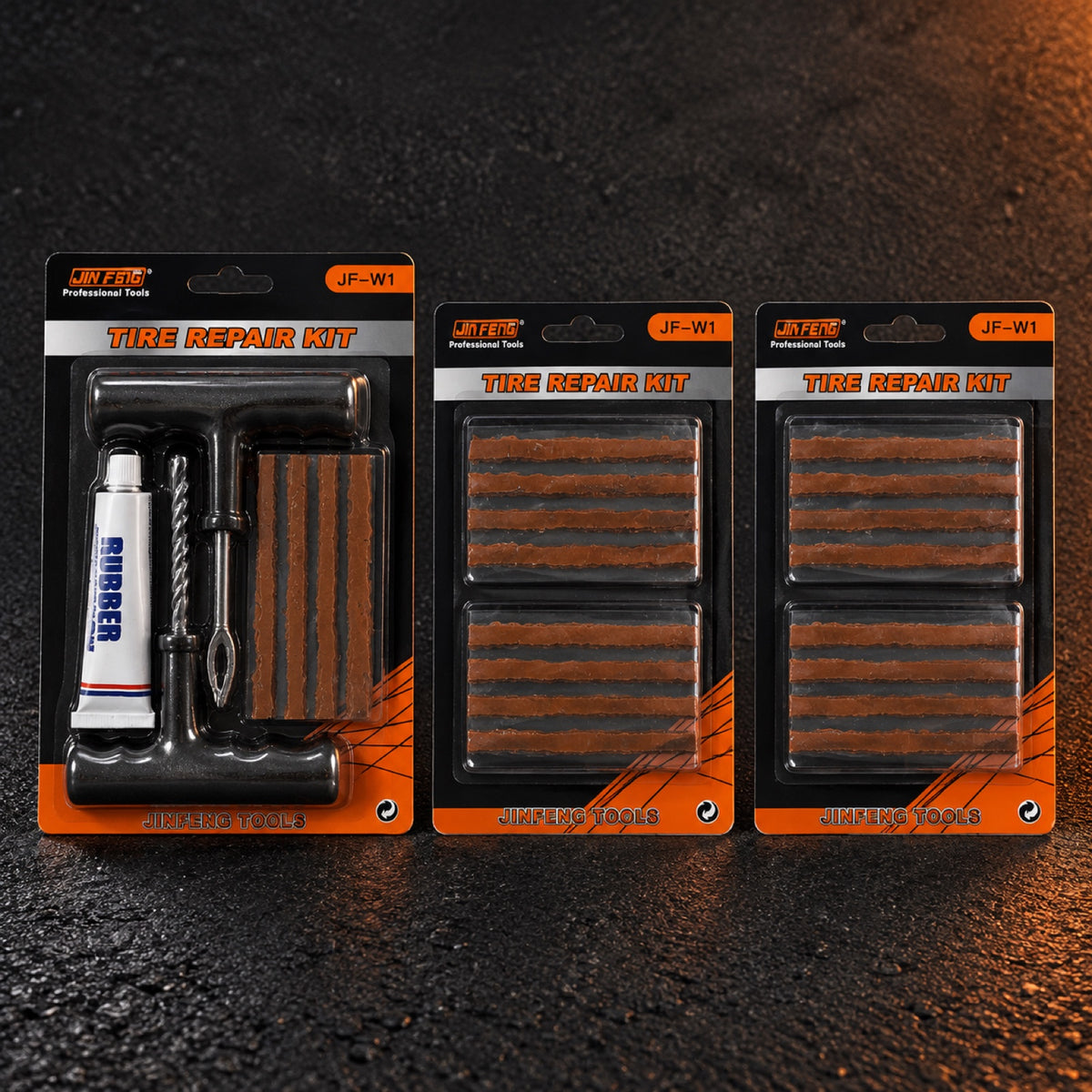 RoadReady tire repair kit with two refill packs